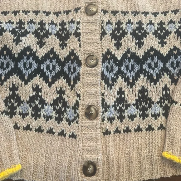 NWT Magaschoni Women’s Brown Blue Patterned Cardigan X-Large Button - Picture 6 of 8